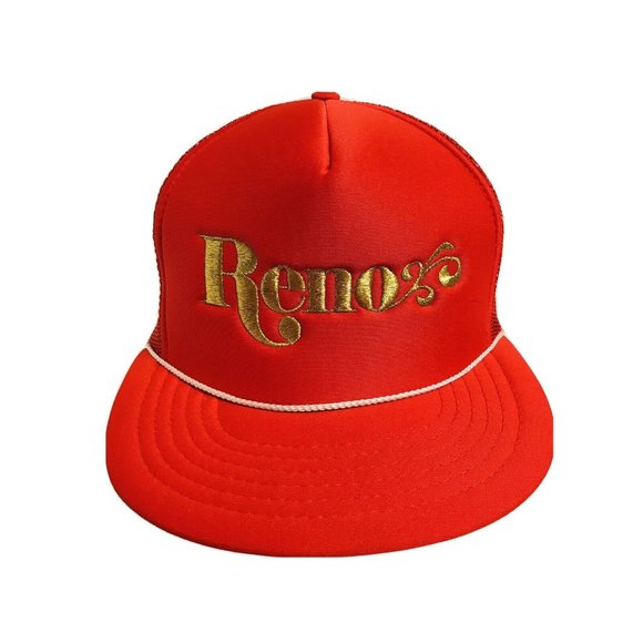 Vintage Reno Nevada Red Gold Cord Trucker Snapback Hat las vegas - Picture 1 of 7